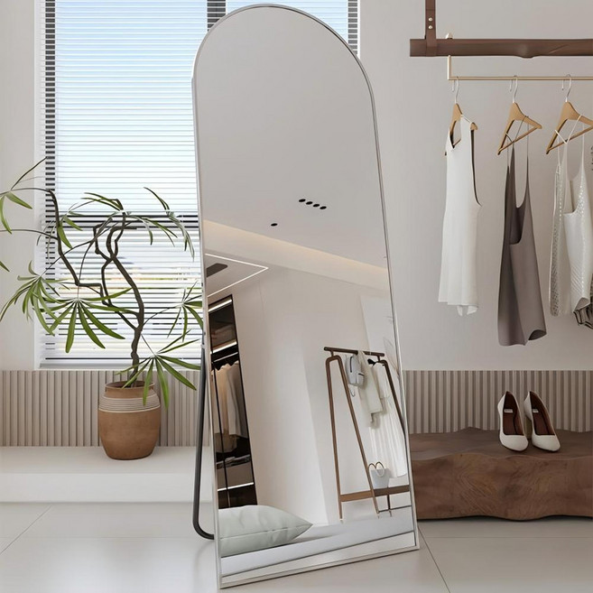 뷰티피크 3in1 스탠드 벽걸이 거치형 강화 안전 유리 전신거울 아치형, 실버
