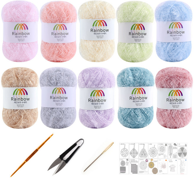 Mamaknit Rainbow菜瓜布線10捲DIY組, C款, 1組