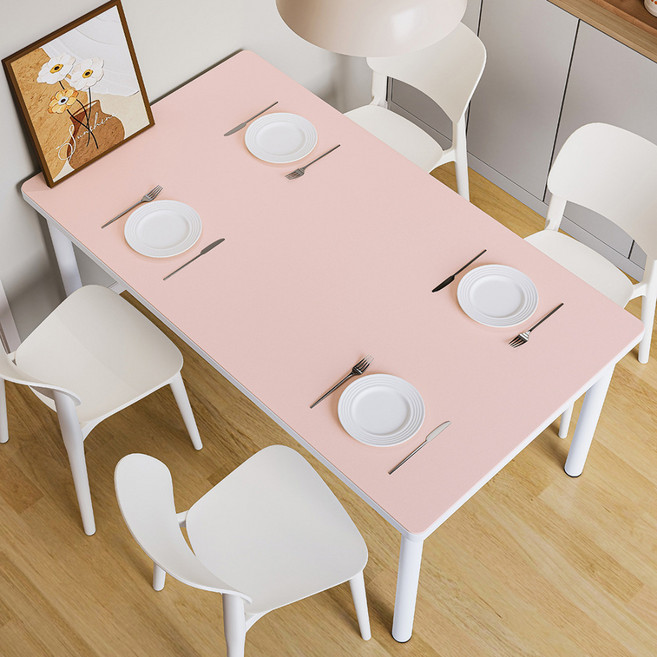 트리아노 가죽 방수 테이블 매트, 핑크, 1개, 80 x 140 cm