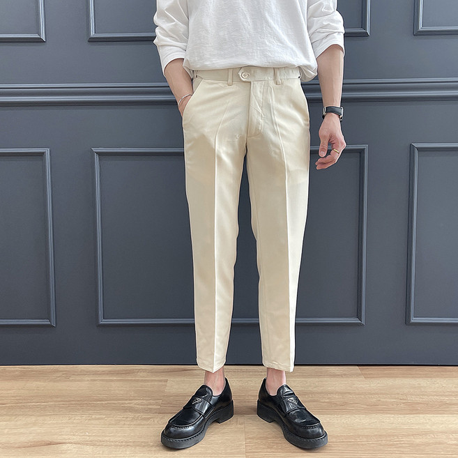 남성용 편한 허리 인생핏 9부 링클프리 슬랙스