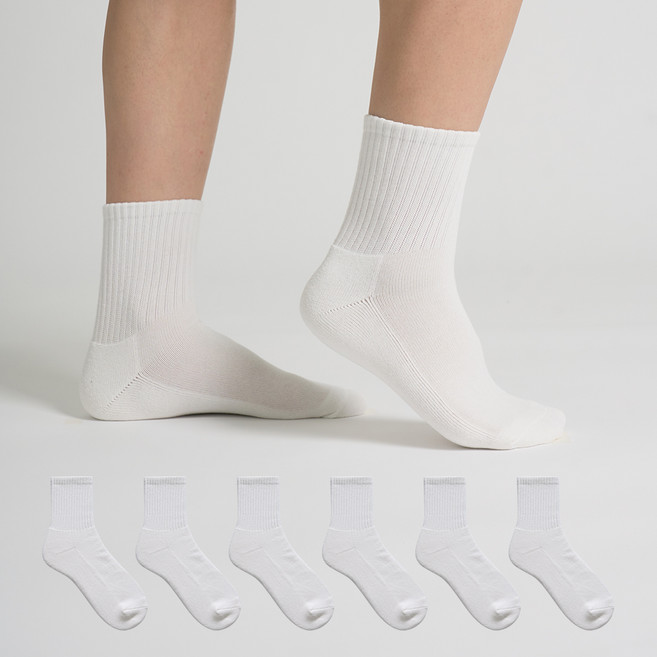 SocksTop 男士運動氣墊中筒襪6雙組