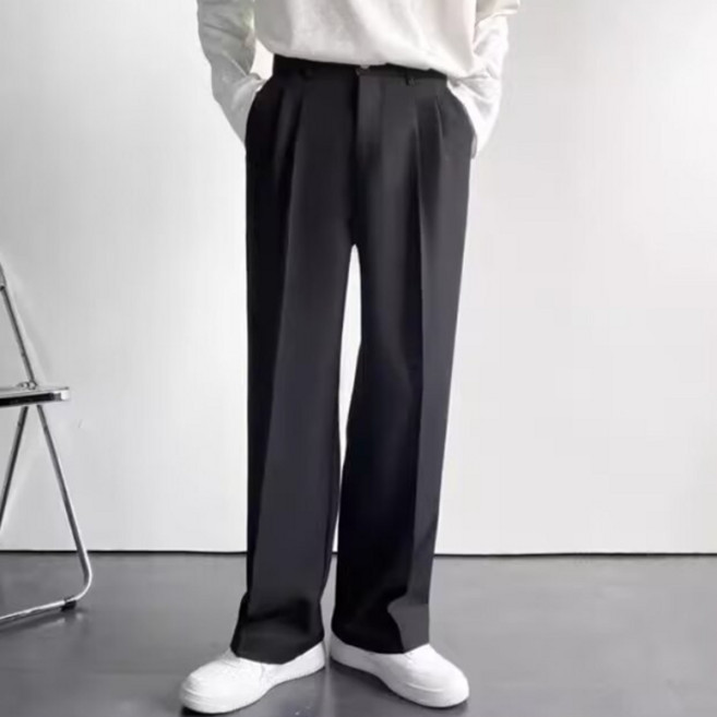 제이티엘 남성용 핀턱 드레이프 와이드 슬랙스 팬츠