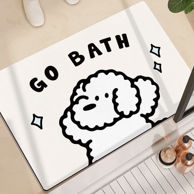 다다랜드 버블독 규조토 발매트, 목욕중 강아지