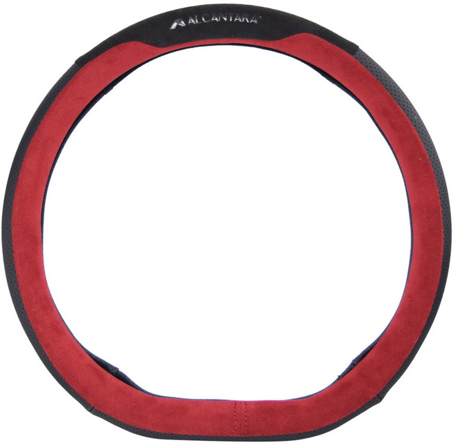 코리스 알칸타라 선라이즈 자동차 핸들커버 D컷 360~370mm, 레드와인