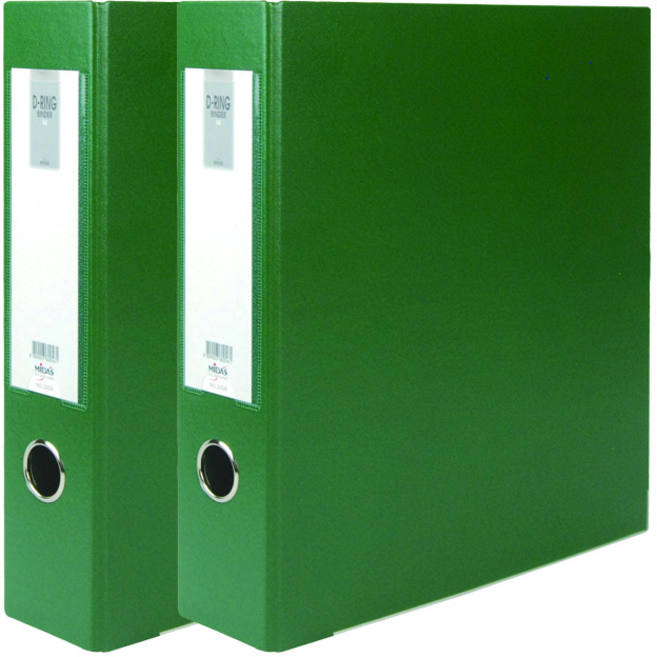 마이다스 D링 합지 바인더 명찰형 3공 A4 7cm, 녹색, 2개