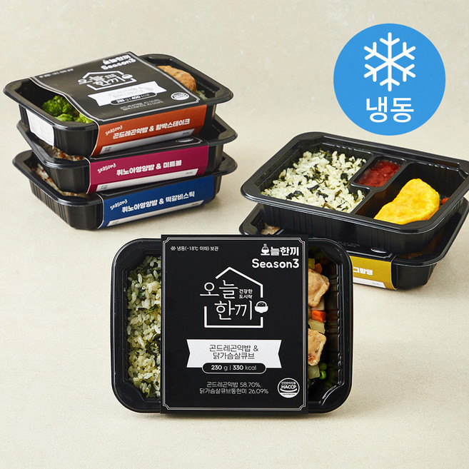 오늘한끼 시즌3 도시락 6종 세트 냉동, 1.385kg, 250ml, 1세트