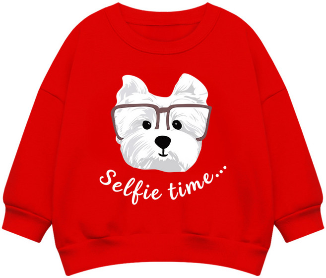 LITTLE RABBIT 家庭眼鏡狗狗寬鬆版大學T