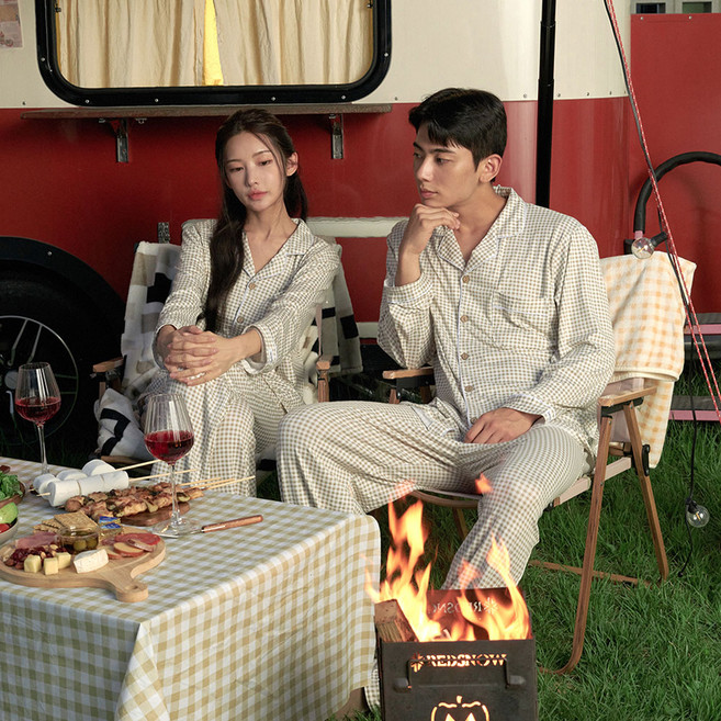 도씨 커플용 소프킨 깅엄체크 잠옷 2p 세트