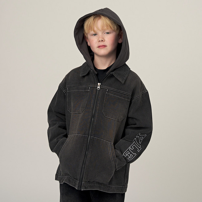 예일키즈 예일 워싱 데님 후드집업 YJCCJKE33367