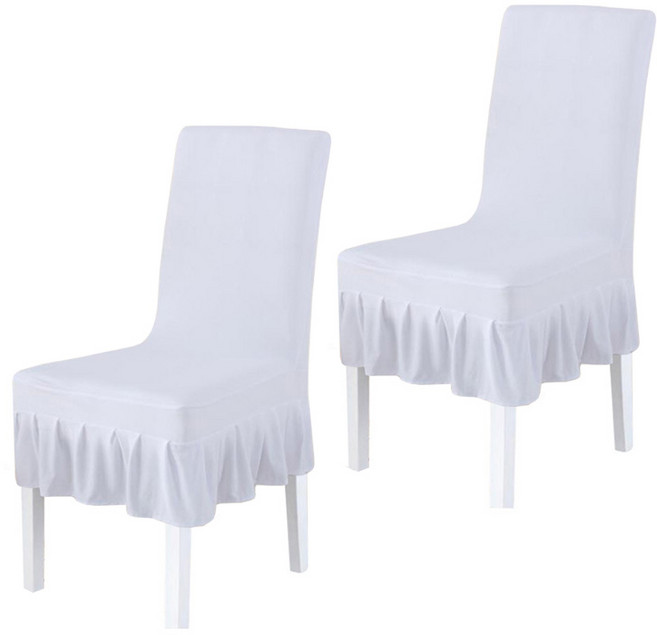 프릴 원컬러 의자커버, 화이트, 2개