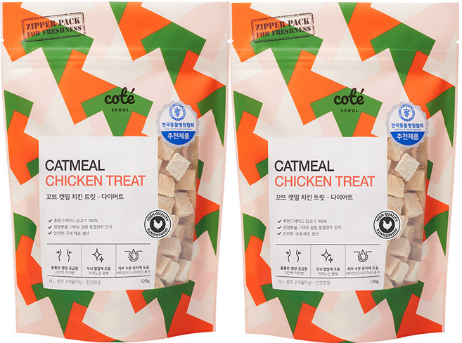 꼬뜨 캣밀 트릿 동결건조간식, 치킨, 120g, 2개