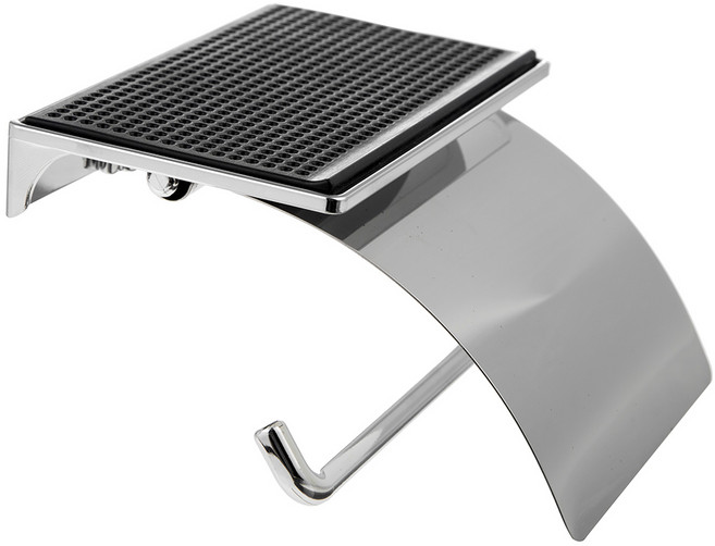 comet 捲筒衛生紙架 附手機座 + 防滑墊, 銀色 + 黑色, 1個