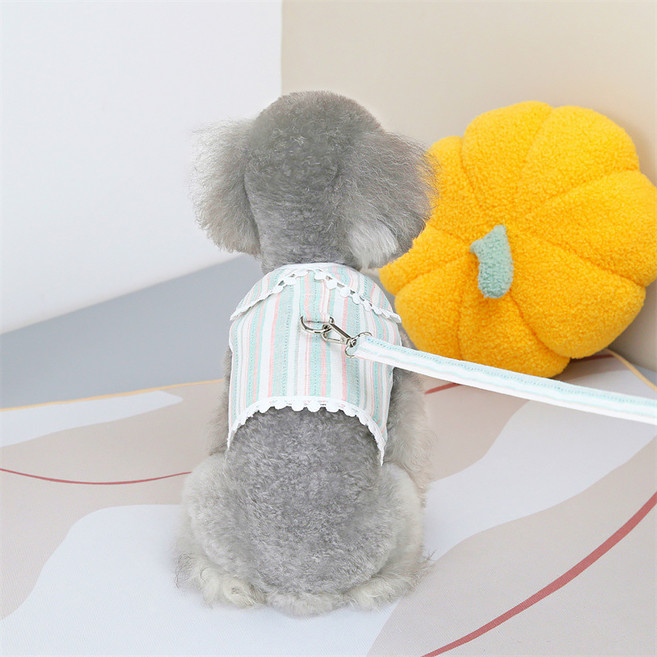 파스텔펫 반려동물 레이스 스트라이프 하네스세트 L, 그린, 1세트