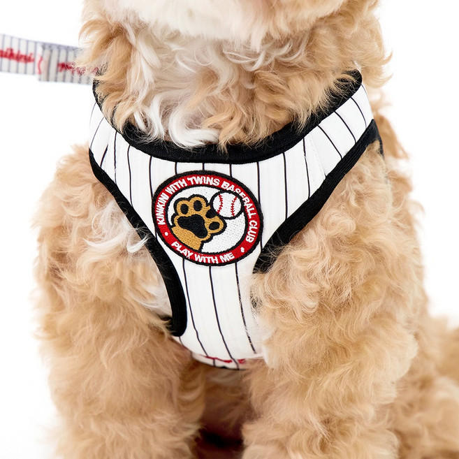 키니키니 강아지 LG트윈스 안경형 하네스, 화이트, 1개