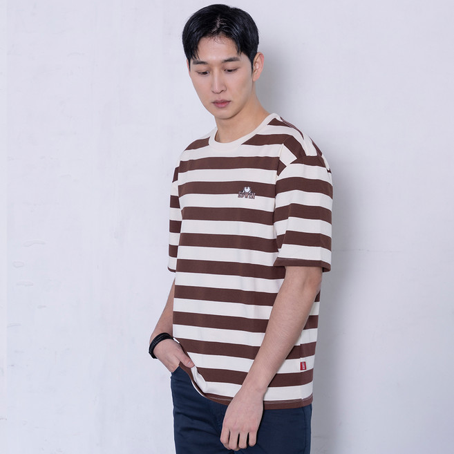 에드윈 남성용 로고 스트라이프 티셔츠 EC1RS025M