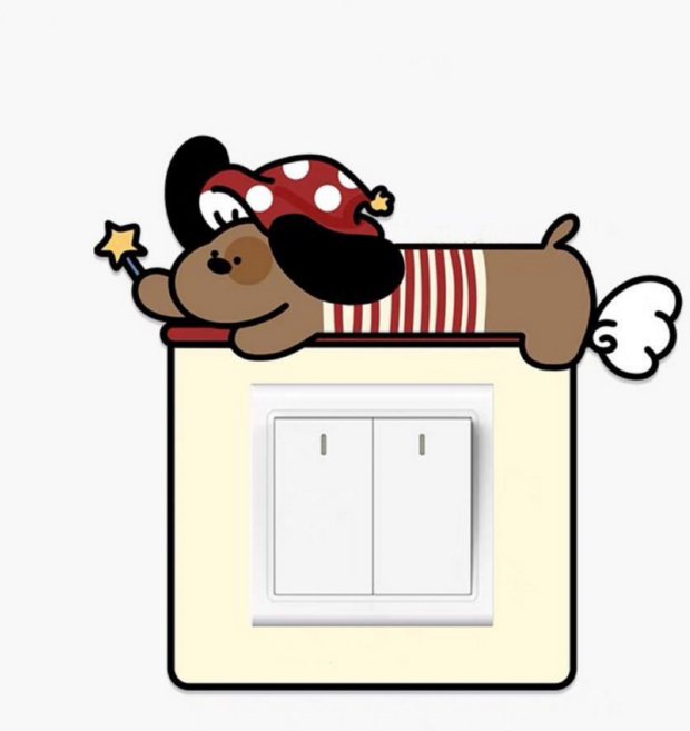 쏙쏙채움 슈퍼 닥스훈트 개 스위치 장식 아크릴 벽 스티커 닥스훈트 E, 혼합색상