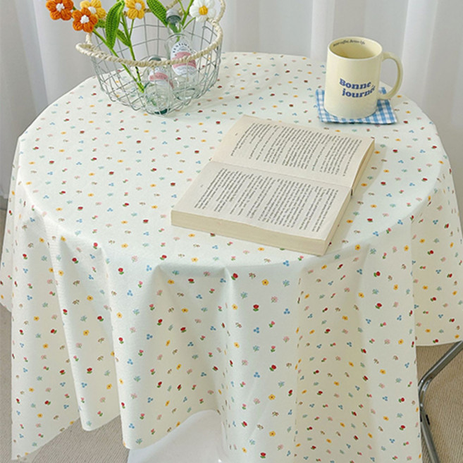 GUNU 홈카페 빈티지 감성 귀여운 테이블보, 플라워패턴, 1개, 90 x 90 cm