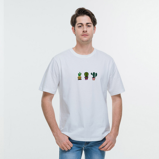 진마니아 컬러선인장 라운드 반팔 티셔츠 CS5T31