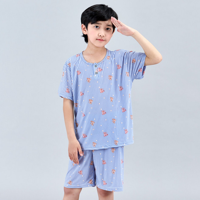 폭스클럽 아동용 블링블링 통기성 냉감 반팔 잠옷 상하의 세트