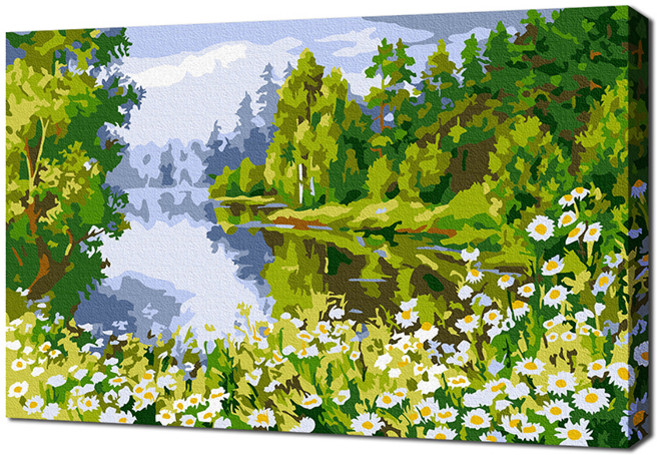 에코솔 셀프페인팅 미니 강가의 꽃밭 풍경 DIY 풍경화그리기 20 x 30 cm, 14색, 1개