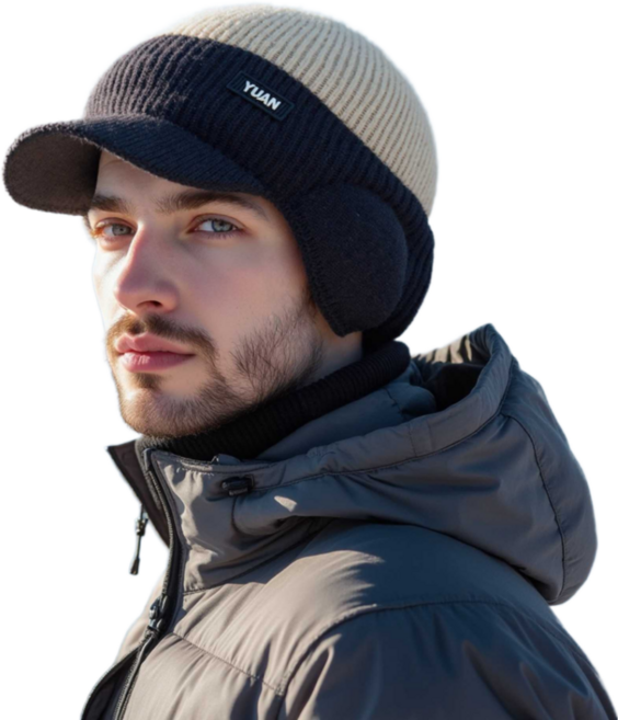 디스티프 겨울 방한 스포츠 귀마개 비니, 카키, 1개