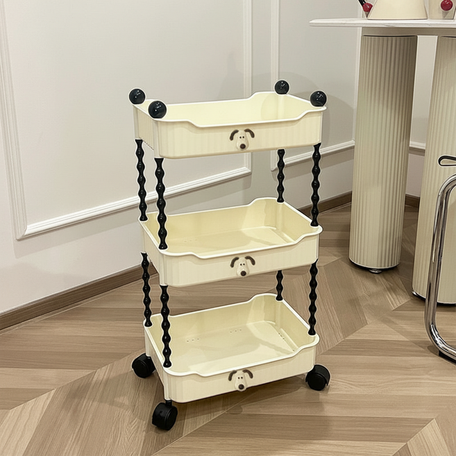 ROI Life 收納層架推車 33 x 24 x 63 cm, 奶油白, 3層