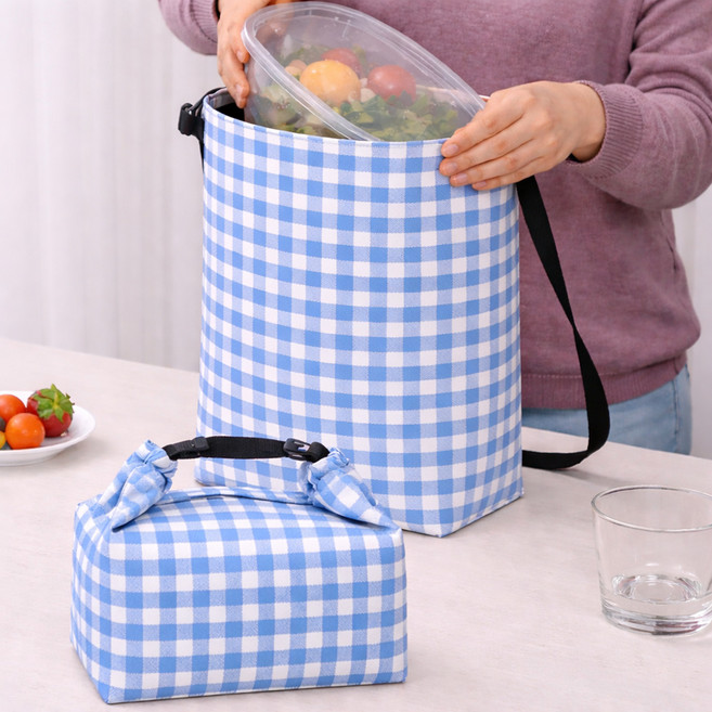 더해피 롤앤쿨 크로스 보냉가방, 5 체크 로열블루