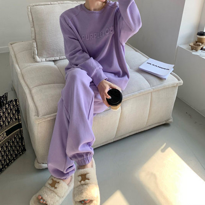 메이첼 오리지널 레터링 이지웨어 기모 스웻 세트 12165