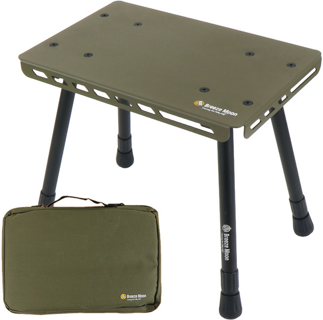 브리즈문 높이조절 캠핑 사이드 메탈 테이블 의자, 올리브 그린