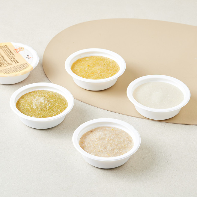 짱죽 냉장 초기 7개월 부터 한우옥수수 묽은죽 140g + 사과당근 묽은죽 140g + 닭가슴살느타리버섯 묽은죽 140g + 한우시금치 묽은죽 140g 이유식 B세트, 1세트