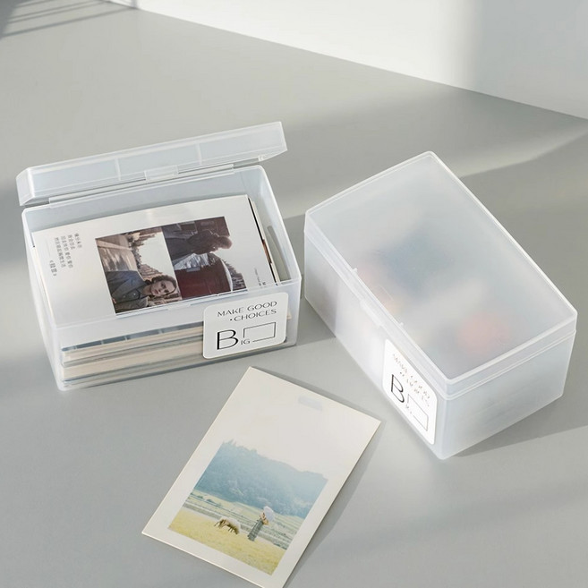 주앤지 포토카트 보관함 탑로더 정리함 케이스, 중형, 반투명, 2개