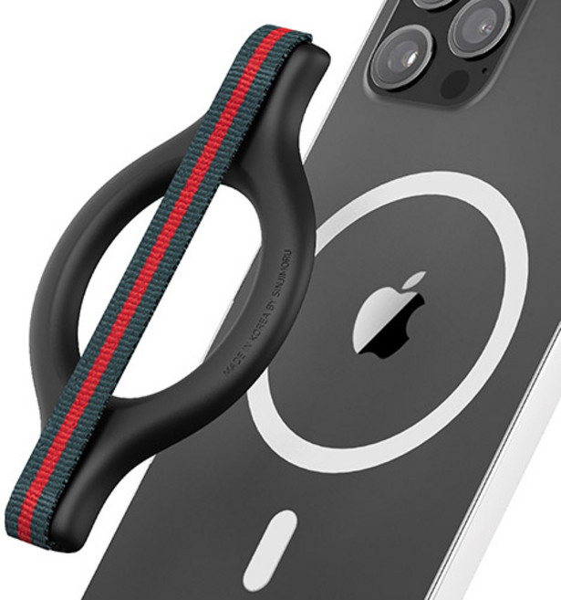 신지모루 M 미니그립 맥세이프 호환 휴대폰 핑거 스트랩, 그린레드, 1개