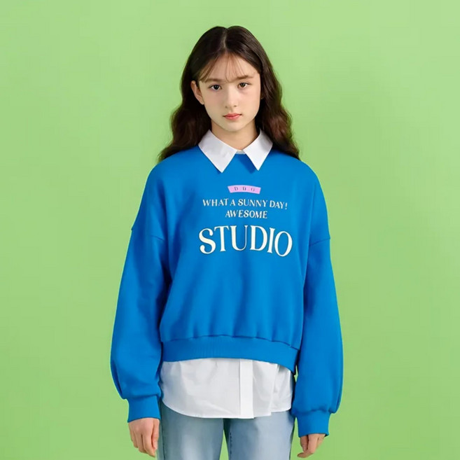 아이러브제이 초중생 데이어썸 크롭 맨투맨