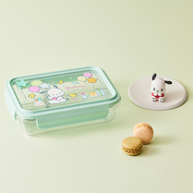 락앤락 아동용 산리오 캐릭터즈 스쿨핏 세칸나눔 도시락 1L, 포차코 그린, 1개