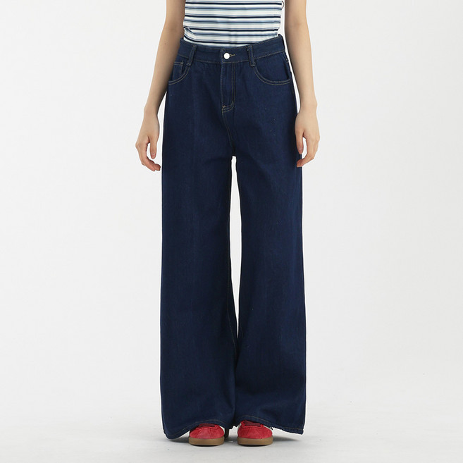 엘쏘 여성용 생지 데님 와이드 팬츠