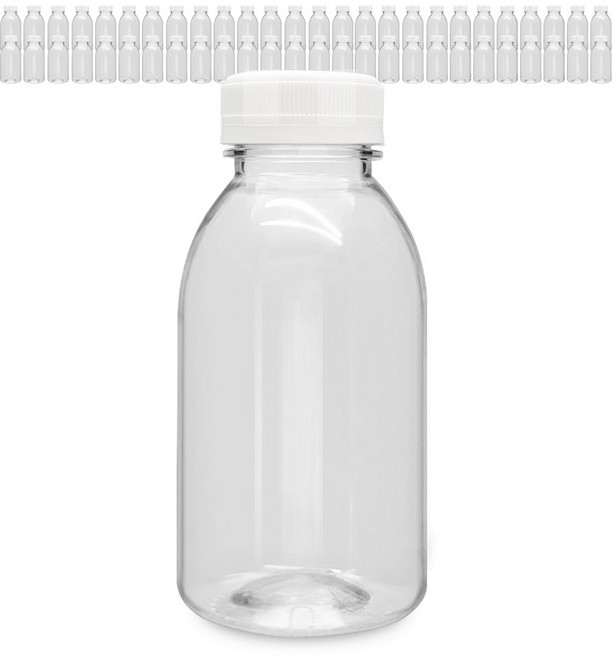 미르코리아 투명 페트병 신형 우유병 + 화이트캡, 300ml, 48개