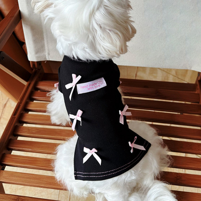 요런개 강아지 키치 러블리 핑크 리본 옷, 혼합색상, 1개