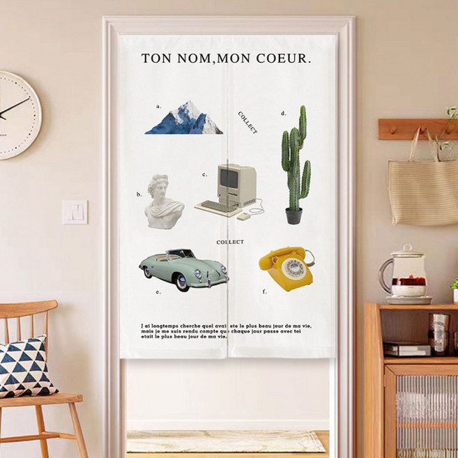 지앤와이 미드센추리 컬렉션 하프 도어커튼 + 커튼봉 세트