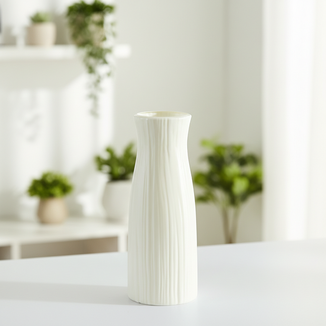 조인메이드 화이트 꽃 인테리어 장식 화병 우드 2p