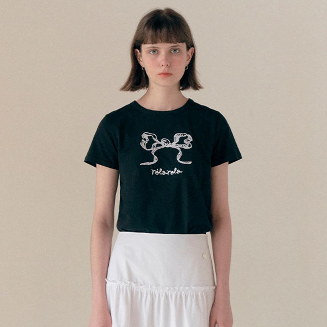 로라로라 여성용 RIBBON HALF 티셔츠