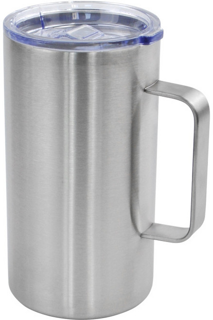 KITCHENU 高級不鏽鋼雙層真空馬克杯 650ml, 銀色, 1個