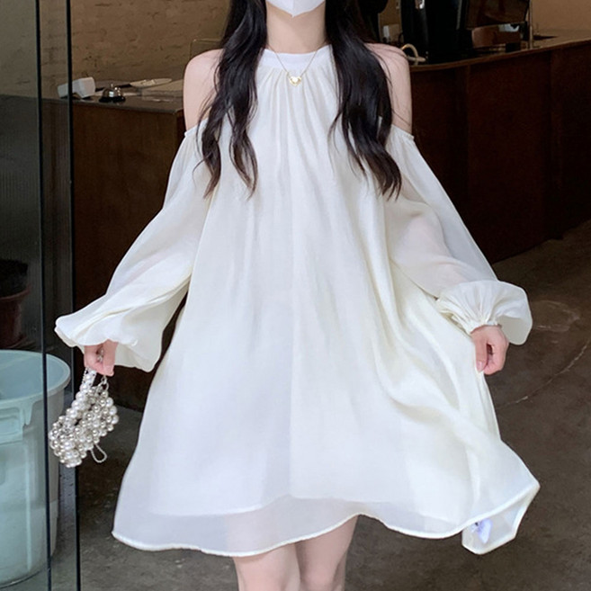 MarketA 可愛舒適繞頸連身裙, 白色