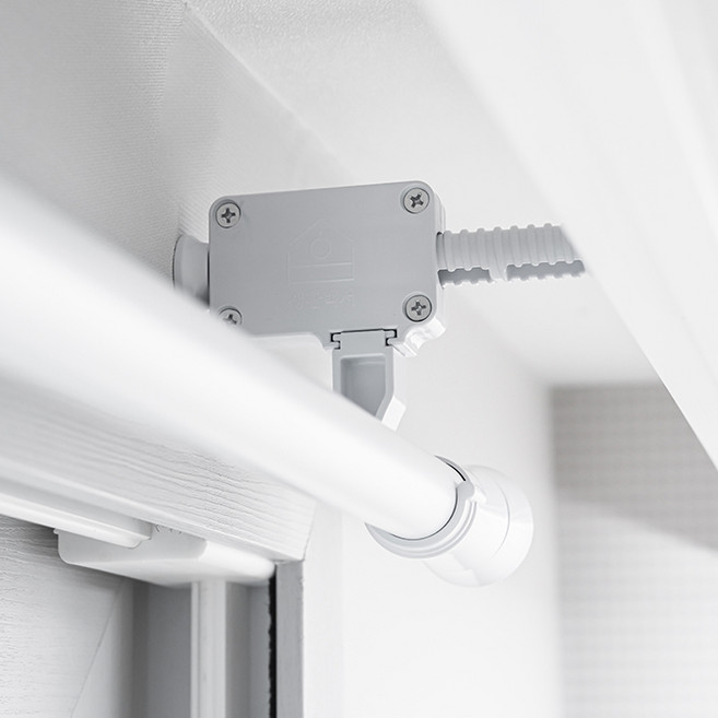 생활백서 못 없이 설치하는 안뚫어 고리 커튼 박스형 브라켓 3p + 커튼봉 세트, 화이트