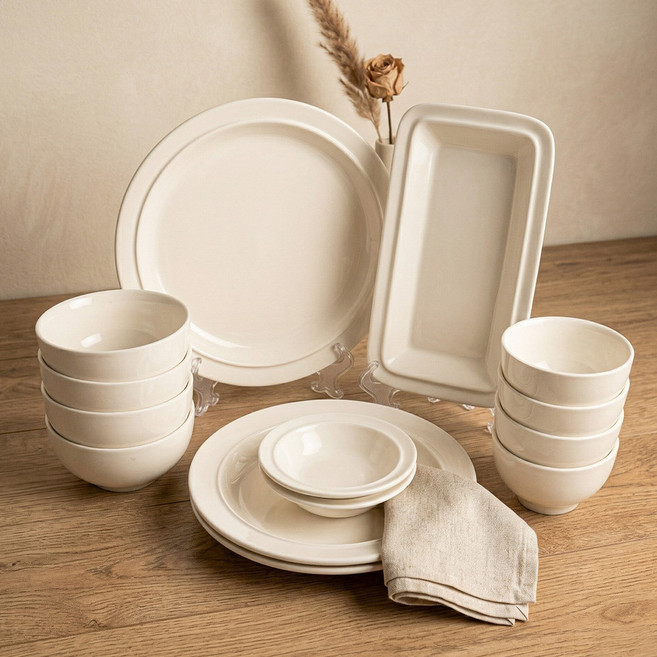 시라쿠스 메이플 4인 그릇 홈세트 14p, 화이트, 6종, 1세트