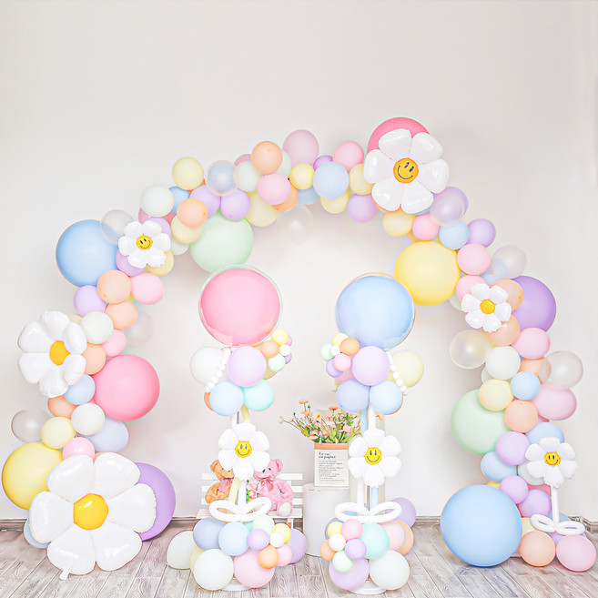 피앤비유니티 마카롱데이지 축제행사용 포토존세트, 1세트, 레인보우아치 기둥