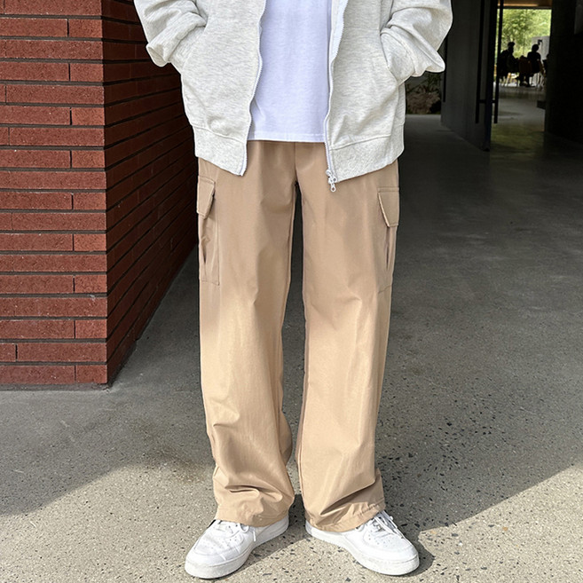 머시따 남녀공용 Y2K 카고 스트링 와이드 팬츠