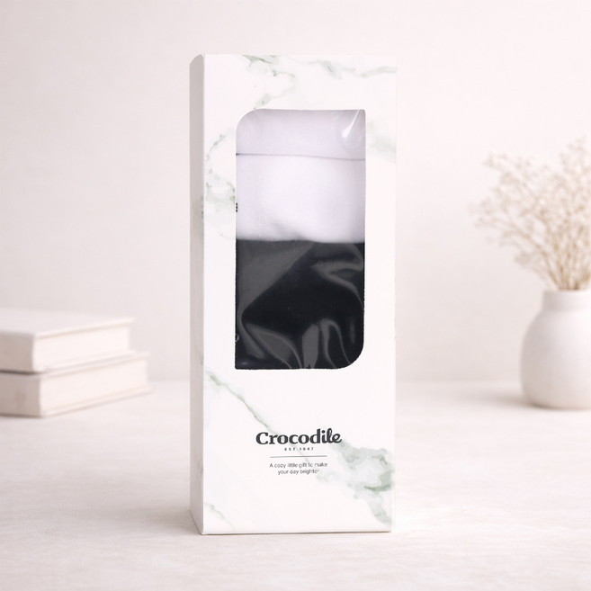 크로커다일 남성용 밴딩 무지 중목양말 5켤레 선물세트 CD282