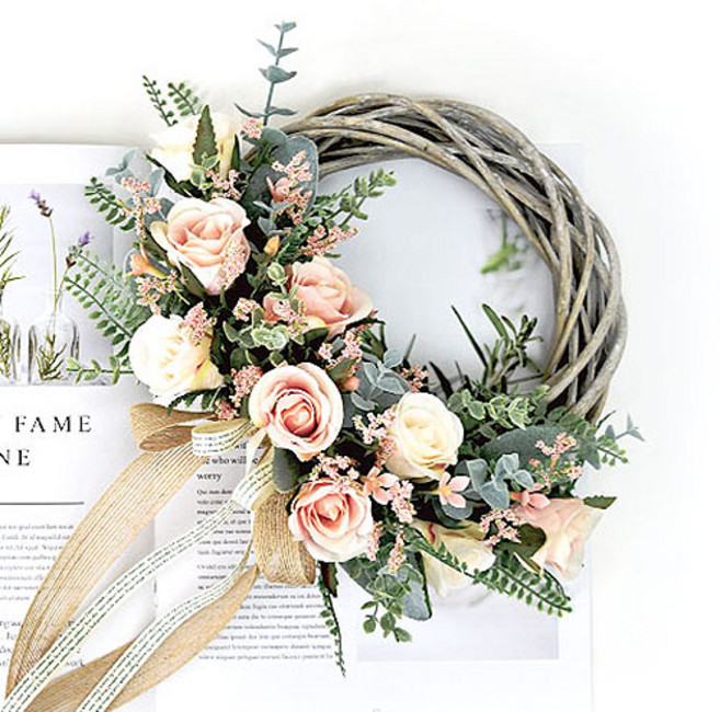 Garden in the City 復古粉彩玫瑰花環, 粉彩色, 1個