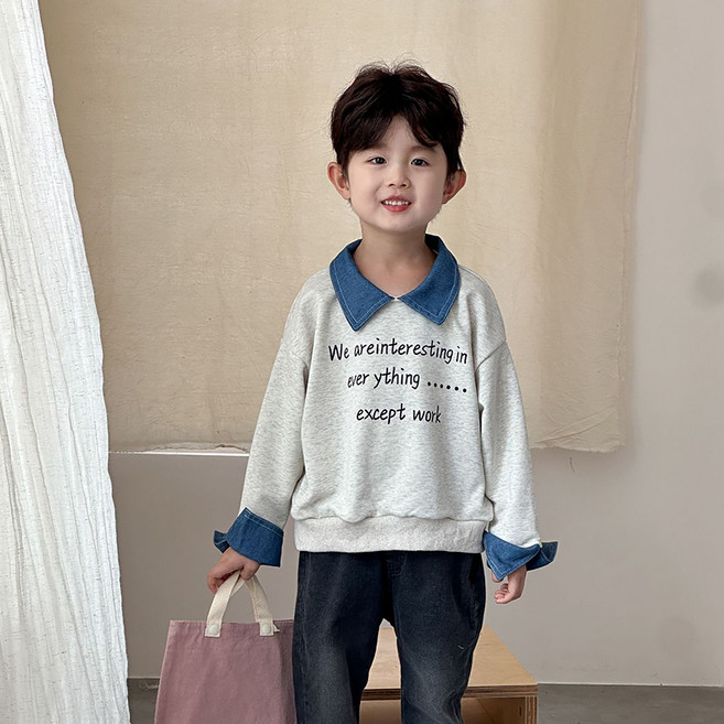 스타빈 아동용 레터링 레이어드 셔츠 맨투맨