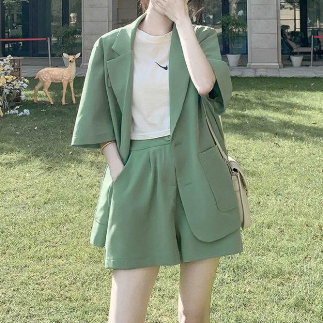피어니스트 블레이저 반팔 반바지 투피스 세트